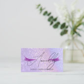 Make-upkunstenaar Lash QR LOGO Foto Glitter Violet Visitekaartje (Staand voorkant)