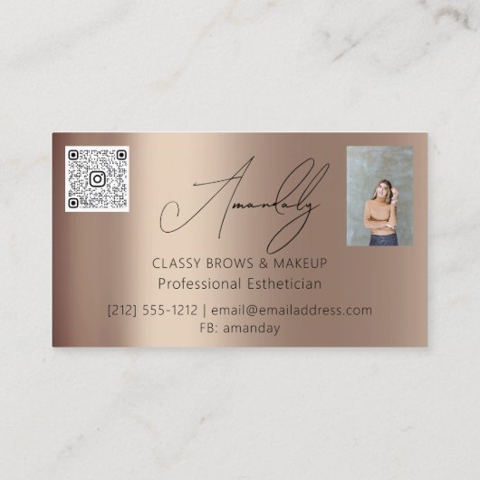 Make-upkunstenaar Lash QR LOGO Microblade Goud Roo Visitekaartje (Achterkant)