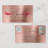 Make-upkunstenaar Lash QR LOGO Microblade Roos Roo Visitekaartje (Voorkant / Achterkant)