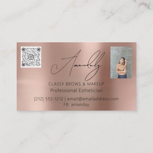 Make-upkunstenaar Lash QR LOGO Microblade Roos Roo Visitekaartje (Achterkant)