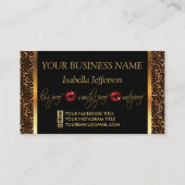 Make-upkunstenaar met luipaard en rode lippen visitekaartje (Achterkant)