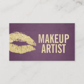 Make-upkunstenaar Modern Goud & Paarse Visitekaartje (Voorkant)
