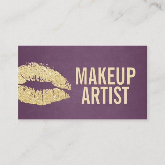 Make-upkunstenaar Modern Goud & Paarse Visitekaartje (Voorkant)