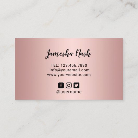 Make-upkunstenaar Modern Roos Goud Script Loyalite Klantenkaartje (Achterkant)