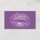 Make-upkunstenaar Paarse Lipstick Modern Salon Visitekaartje (Achterkant)