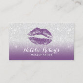 Make-upkunstenaar Paarse Lipstick Modern Salon Visitekaartje (Voorkant)