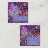 Make-upkunstenaar Paarse Star Glitter Crystals Vierkante Visitekaartje (Voorkant / Achterkant)