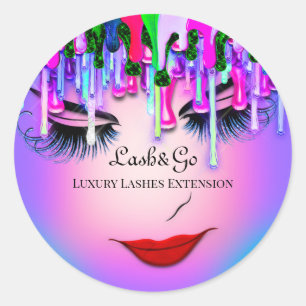 Make-upkunstenaar Paarse wimpers Product Rood Brig Ronde Sticker