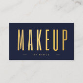 Make-upkunstenaar QR Code en Logo Navy & Gold Visitekaartje (Voorkant)