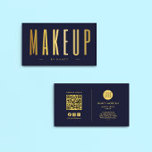 Make-upkunstenaar QR Code en Logo Navy & Gold Visitekaartje