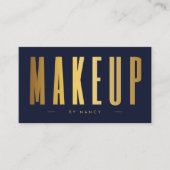 Make-upkunstenaar QR Code en Logo Navy & Gold Visitekaartje (Voorkant)