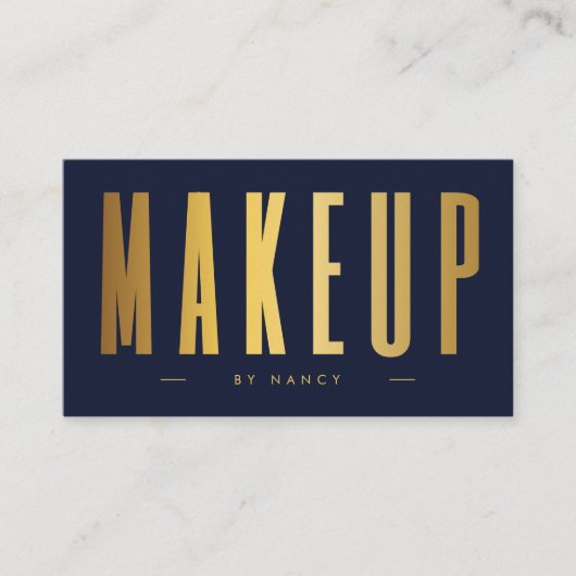 Make-upkunstenaar QR Code en Logo Navy & Gold Visitekaartje (Voorkant)