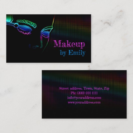 Make-upkunstenaar Retro Zwart Paarse Roze Gradiënt Visitekaartje (Voorkant / Achterkant)