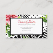 Make-upkunstenaar Rood Bloemen Zwart Wit Geometris Visitekaartje (Achterkant)