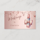 Make-upkunstenaar roos gouden lippenstift QR-code Visitekaartje (Voorkant)