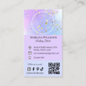 Make-upkunstenaar Social Media Foto QR-code paarse Visitekaartje (Voorkant)