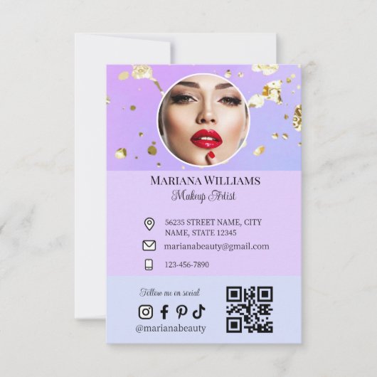 Make-upkunstenaar Sociale Media Foto Digitale Zake Kaart (Voorkant)