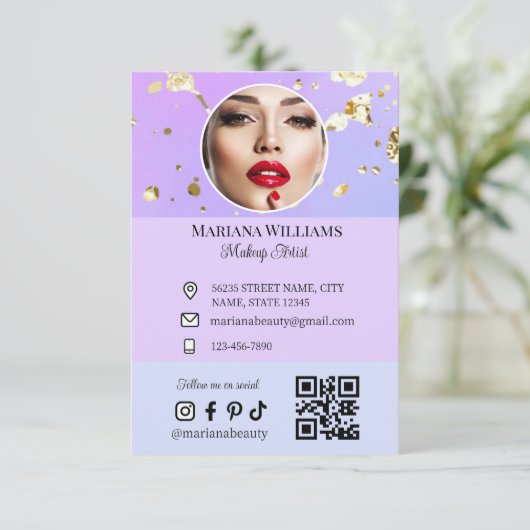Make-upkunstenaar Sociale Media Foto Digitale Zake Kaart (Staand voorkant)
