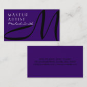 Make-upkunstenaar Stijlvol Monogram Modern Diep Vi Visitekaartje (Voorkant / Achterkant)