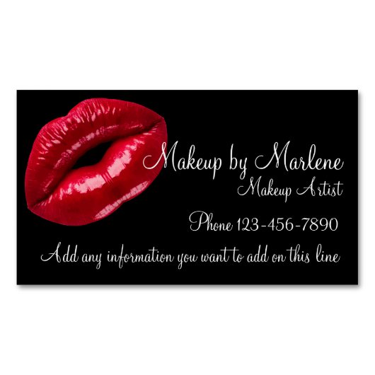 Make-upkunstenaar Stijlvol rood Lips Fashion Desig Visitekaartje Magneet (Voorkant)
