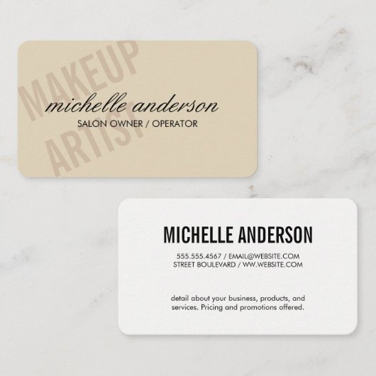 Make-upkunstenaar / Tan Visitekaartje (Voorkant / Achterkant)