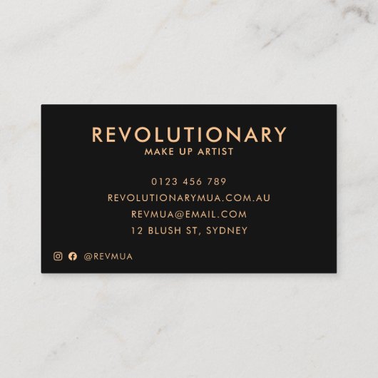 Make-upkunstenaar Unieke Blauwe Oogschaduw Pallete Visitekaartje (Achterkant)