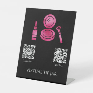 Make-upkunstenaar Virtual Tip Jar Tafelblad Sign Reclamebord Met Voetstuk