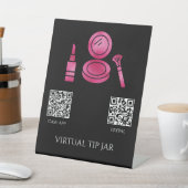 Make-upkunstenaar Virtual Tip Jar Tafelblad Sign Reclamebord Met Voetstuk (Insitu)