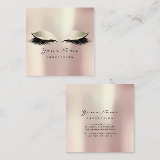 Make-upkunstenaar Wenkbrauw Eye Lashes Roos Ivory Vierkante Visitekaartje (Voorkant / Achterkant)