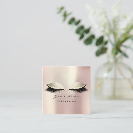 Make-upkunstenaar Wenkbrauw Eye Lashes Roos Ivory  Vierkante Visitekaartje (Staand voorkant)
