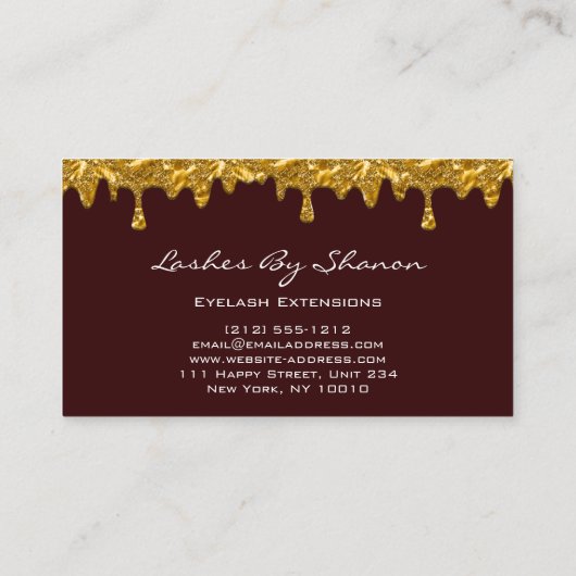 Make-upkunstenaar Wimper Drips Bourgondië Uniek Go Visitekaartje (Achterkant)