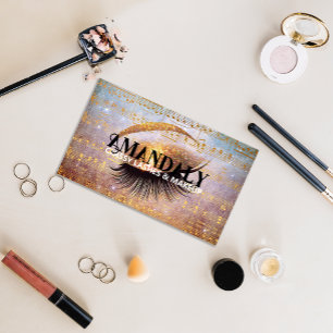 Make-upkunstenaar Wimper QR LOGO Gouden Muzieknote Visitekaartje