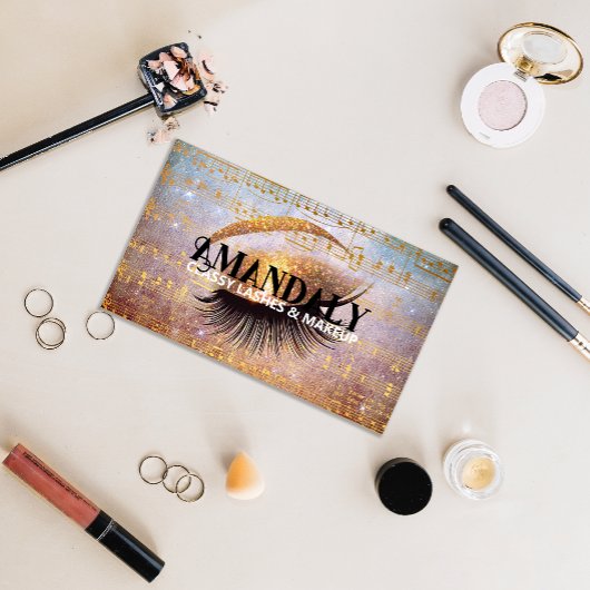 Make-upkunstenaar Wimper QR LOGO Gouden Muzieknote Visitekaartje