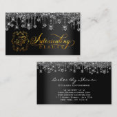 Make-upkunstenaar Wimper Zwart Drips Logo Diamond  Visitekaartje (Voorkant / Achterkant)