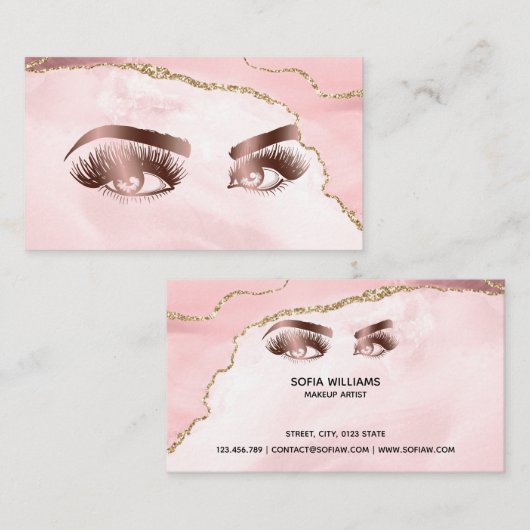 Make-upkunstenaar Wink Eye Beauty Blush Pink Agaat Visitekaartje (Voorkant / Achterkant)
