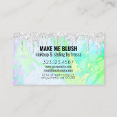 Make-upkunstenaar Zilver Glitter Drips Hologram Ma Visitekaartje (Achterkant)