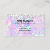 Make-upkunstenaar Zilver Glitter Drips Iriserende  Visitekaartje (Achterkant)