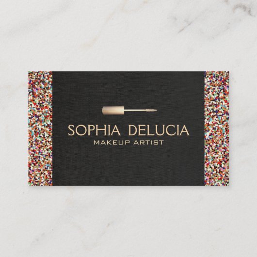 Make-upkunstenaar Zwart linnen, Gouden folie & Gli Visitekaartje (Voorkant)