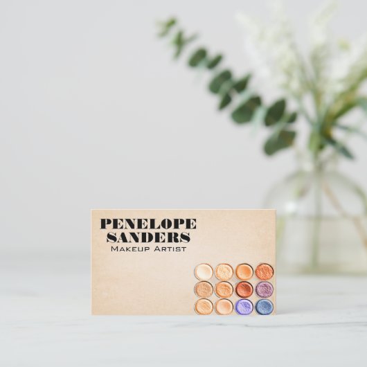 Make-upkwasten en foundation visitekaartje (Staand voorkant)