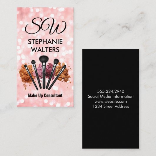 Make-upkwasten en foundation visitekaartje (Voorkant / Achterkant)