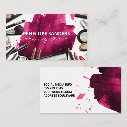 Make-upkwasten en -set | Geborstelde Foundation Visitekaartje (Voorkant / Achterkant)