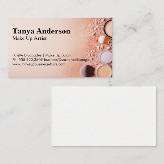 Make-upkwasten | Foundationpoeder Visitekaartje (Voorkant / Achterkant)