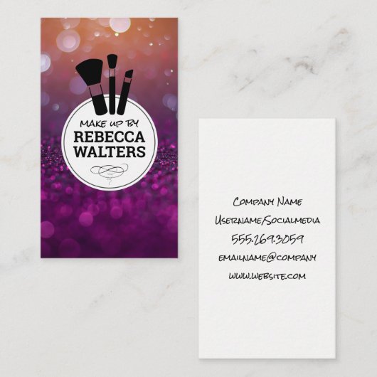 Make-upkwasten | Glanzende Bokeh visitekaartje (Voorkant / Achterkant)