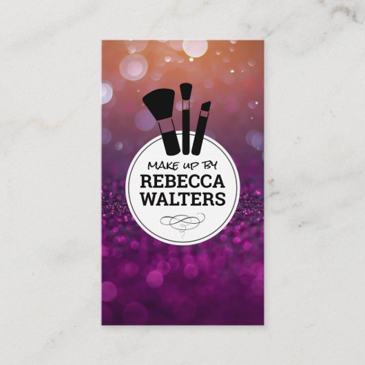 Make-upkwasten | Glanzende Bokeh visitekaartje (Voorkant)