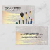Make-upkwasten | Gouden Kwast Achtergrond Visitekaartje (Voorkant / Achterkant)