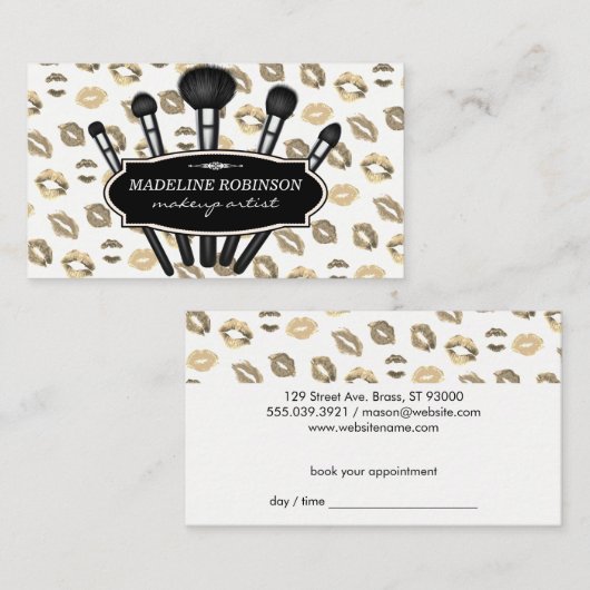 Make-upkwasten | Kiss Stain-patroon Afsprakenkaartje (Voorkant / Achterkant)