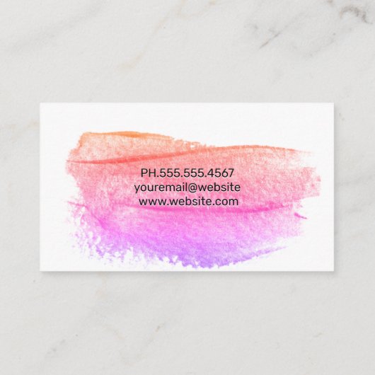 Make-upkwasten | Kwaststreek Visitekaartje (Achterkant)