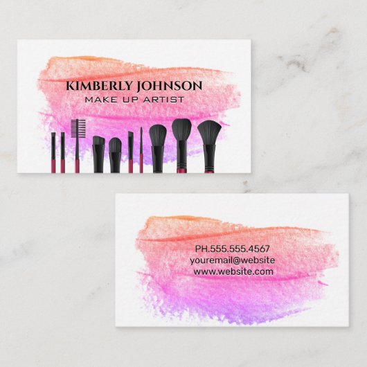 Make-upkwasten | Kwaststreek Visitekaartje (Voorkant / Achterkant)