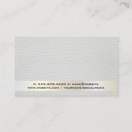 Make-upkwasten | Leer Wit Gouden Afwerking Visitekaartje (Achterkant)