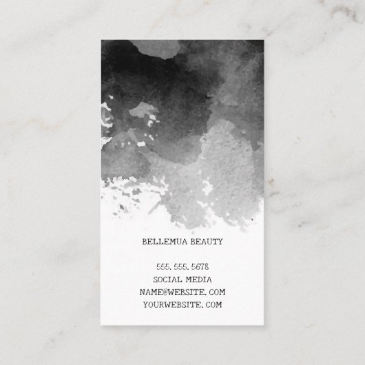Make-upkwasten | Zwarte Waterverf Visitekaartje (Achterkant)